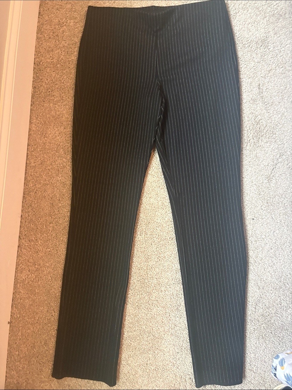 Chico’s Ponte Knit Black Pinstripe Stretch Pants